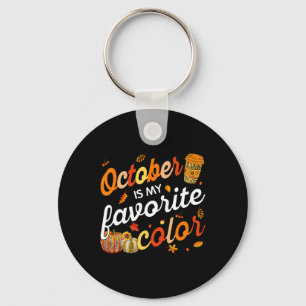 October Is My Favourite Colour Fall Leaves Autumn Key Ring
