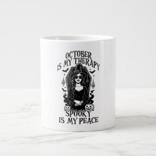 October Is My Therapy, Spooky Is My Peace Large Coffee Mug