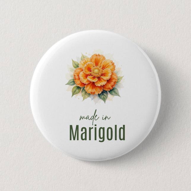 October Marigold  Birth Flower Flat Thank You  6 Cm Round Badge (Front)