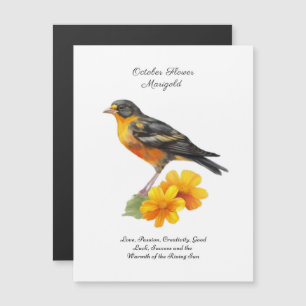 October Marigold Flower and Bird Birth         