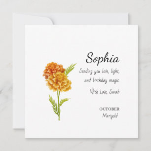 October Marigold Personalised Birthday Card