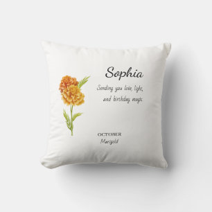 October Marigold Personalised Birthday Cushion