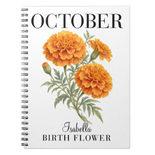 October Marigold Watercolor Birth Flower Notebook