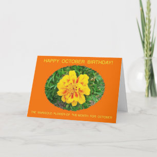 October, Month, Flower Specific Happy Birthday Car Card