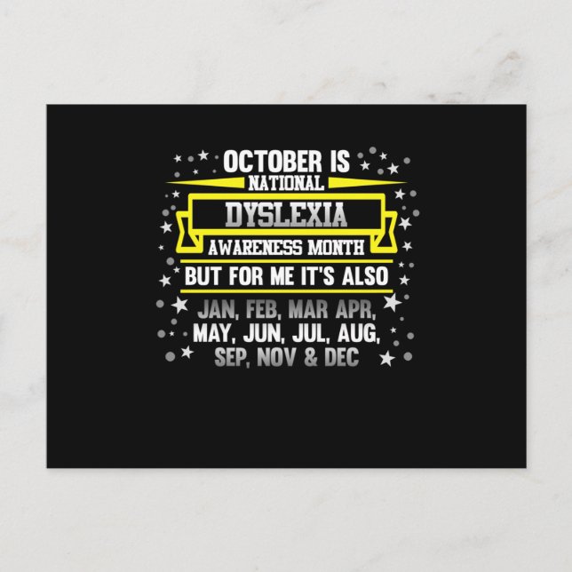 October National Dyslexia Awareness Month Invitation Postcard (Front)
