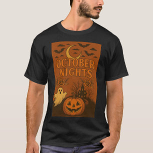 October Nights Vintage Halloween Design T-Shirt