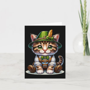 October Party Cat Funny German Bavarian Lederhosen Card