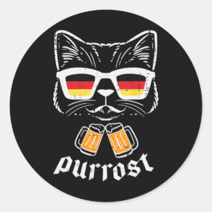 October Party Cat Prost Purrost German Bavarian Pe Classic Round Sticker