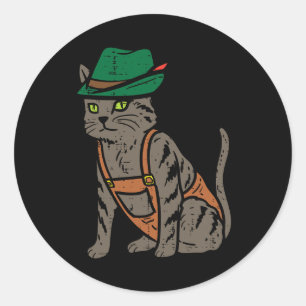 October Party German Cat Costume Women Men Kids To Classic Round Sticker