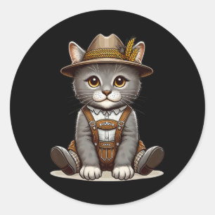 October Party German Cat Shirt Costume Women Men K Classic Round Sticker