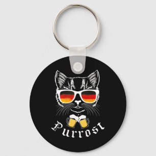 October Party T Shirt Funny Prost Pun Purrost Cat  Key Ring