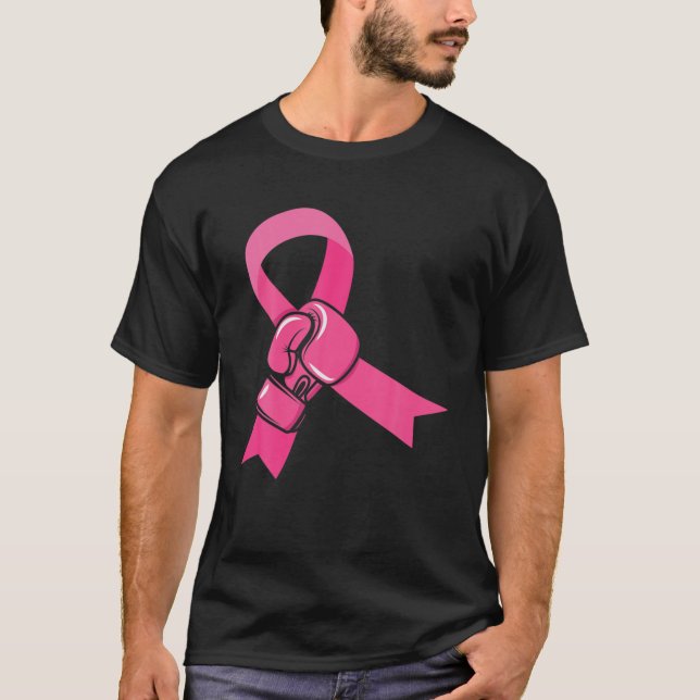 October Pink 2022 Breast Cancer Pink Ribbon Boxing T-Shirt (Front)