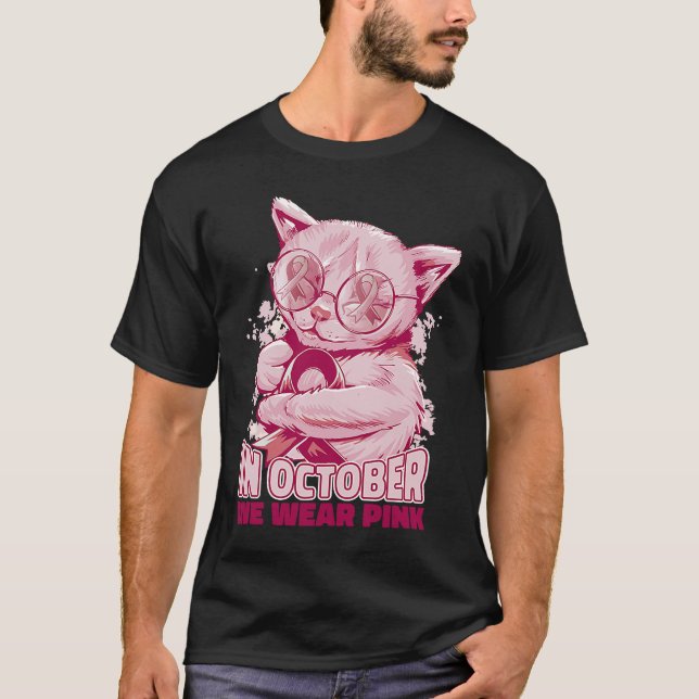 October pink kitty cute T-Shirt (Front)