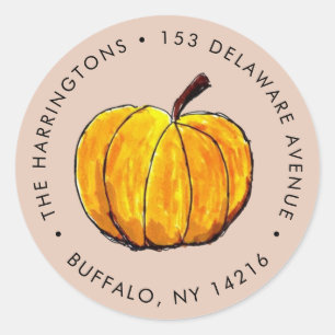 October Pumpkin Cozy Orange Fall Return Address Classic Round Sticker
