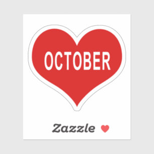 OCTOBER Red Love Heart Vinyl Sticker