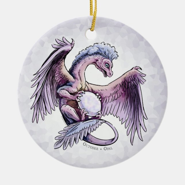 October’s Birthstone Dragon: Opal Ornament (Front)