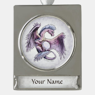 October’s Birthstone Dragon: Opal Silver Plated Banner Ornament