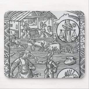 October, sowing, ploughing and threshing, mouse pad