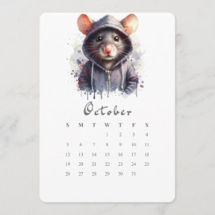 October Stand-Alone Calendar Mouse Mice Splash Art Menu