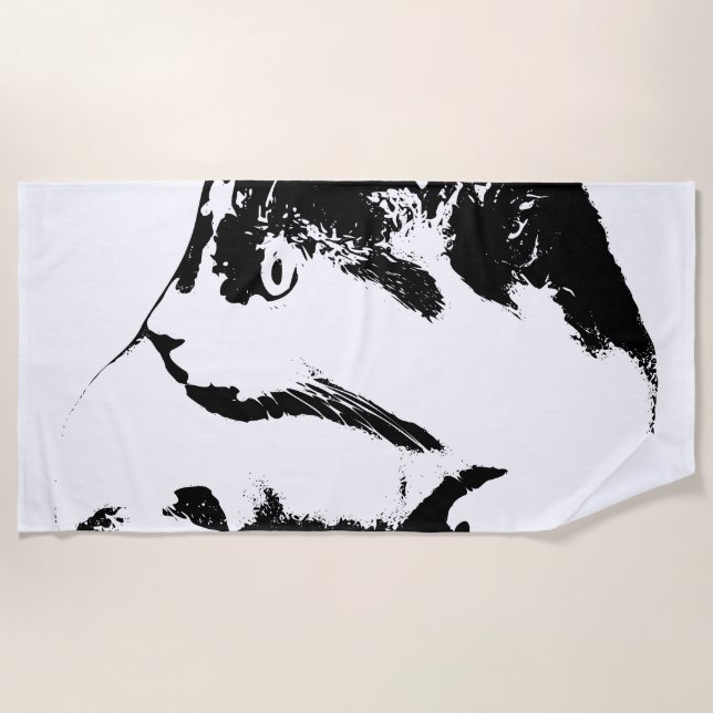 October Static, Feline Focus Beach Towel (Front)