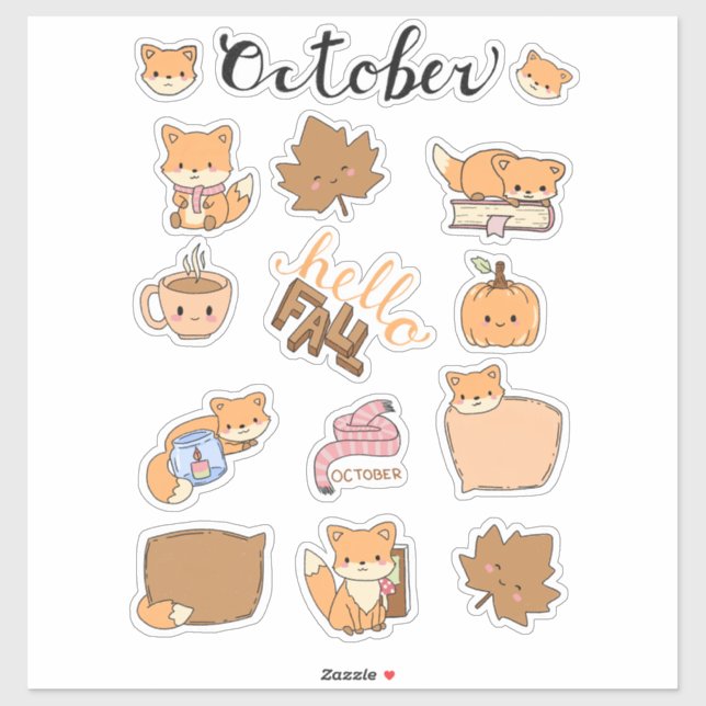 October Sticker Sheet - Forest Foxes & Fall Magic (Sheet)