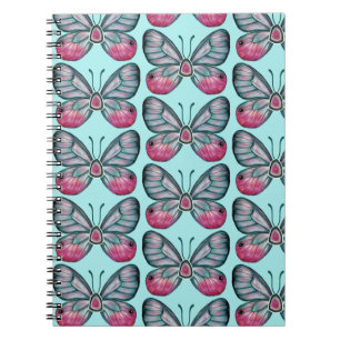 October Teal Glasswing Butterfly Pattern Design Notebook