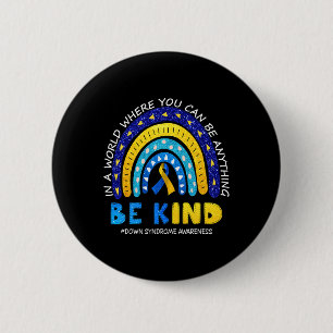 October We Wear Blue And Yellow Down Syndrome Awar 6 Cm Round Badge