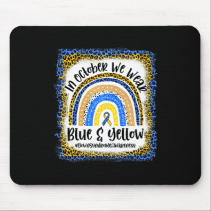 October We Wear Blue And Yellow Down Syndrome Awar Mouse Pad