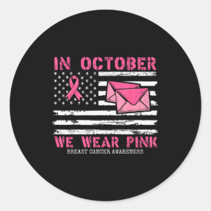 October We Wear Nk Breast Cancer Awareness Stal Wo Classic Round Sticker