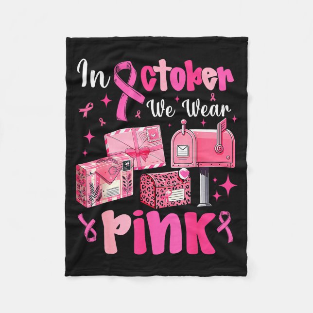 October We Wear Nk Breast Cancer Awareness Stal Wo Fleece Blanket (Front)