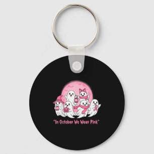 October We Wear Nk Ghosts Halloween Breast Cancer  Key Ring