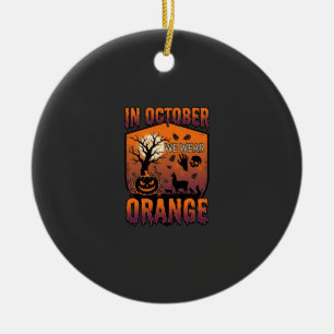 October We Wear Orange Halloween Pumpkin Llama Sku Ceramic Ornament