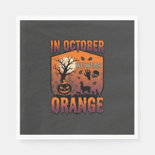 October We Wear Orange Halloween Pumpkin Llama Sku Napkin