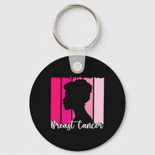 October We Wear Pink Black Afro Women Breast Cance Key Ring