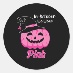 October We Wear Pink Breast Cancer Awareness Kids Classic Round Sticker