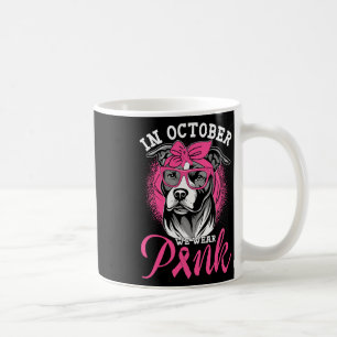 October We Wear Pink Breast Cancer Awareness Pitbu Coffee Mug