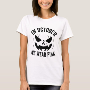 October We Wear Pink Breast Cancer Halloween Jacko T-Shirt