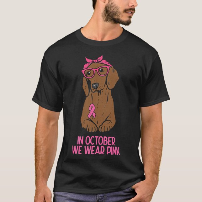 October We Wear Pink Dachshund Dog T-Shirt (Front)