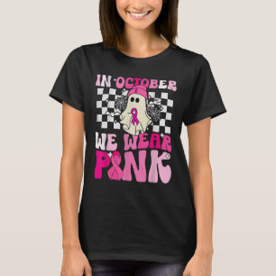 October We Wear Pink Funny Ghost Halloween Breast T-Shirt