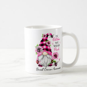 October We Wear Pink Gnome Breast Cancer Awareness Coffee Mug