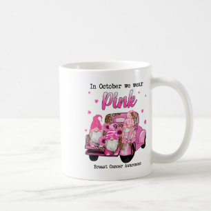 October We Wear Pink Gnomes Truck Breast Cancer Aw Coffee Mug