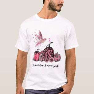 October We Wear Pink Hummingbird Breast Cancer Awa T-Shirt