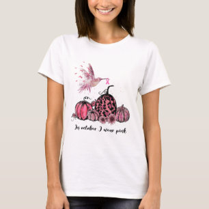 October We Wear Pink Hummingbird Breast Cancer Awa T-Shirt