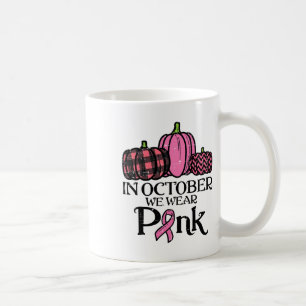 October We Wear Pink Leopard Breast Cancer Awarene Coffee Mug
