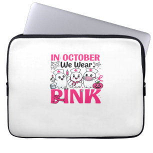 October We Wear Pink Nurse Breast Cancer Awareness Laptop Sleeve