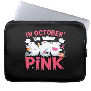October We Wear Pink Nurse Breast Cancer Awareness Laptop Sleeve