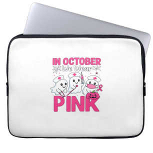 October We Wear Pink Nurse Breast Cancer Awareness Laptop Sleeve
