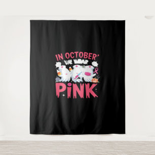 October We Wear Pink Nurse Breast Cancer Awareness Tapestry