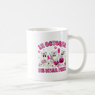 October We Wear Pink Nurse Ghost Halloween Breast  Coffee Mug