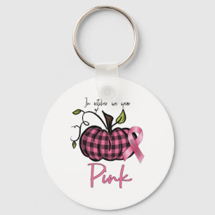 October We Wear Pink Pumpkin Breast Cancer Awarene Key Ring